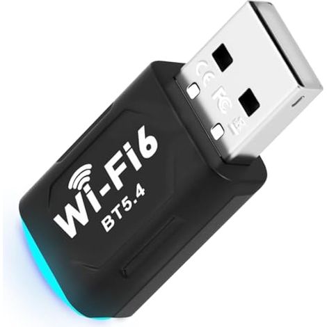 Carte réseau USB sans fil, adaptateur WiFi 6, adaptateur Bluetooth 5.4, mini deux-en-un, pour PC portable et fixe, transforme la connexion filaire en hotspot, compatible Windows 11/10/7, noir (1/5)