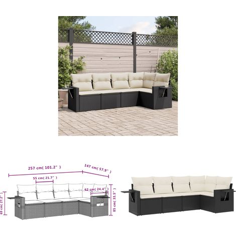 Salon de jardin 5 pcs avec coussins noir résine tressée - Ensemble Salon Jardin - Meuble Extérieur - Résine Tressée - Rotin Synthétique - Mobilier De Jardin - Home & Living (1/3)