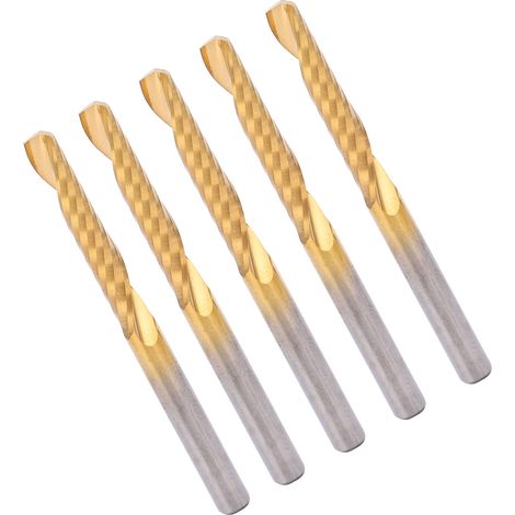 5 Fraises HSS à queue droite pour gravure CNC, 1 tranchant spirale, dimensions 4x25x50mm - Lot de 5 pièces (1/5)