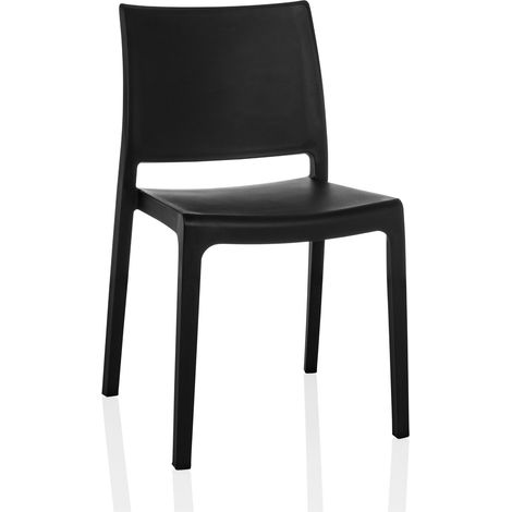 Chaise de salle à manger / chaise visiteur T37 V plastique noir hjh LIVING (1/5)