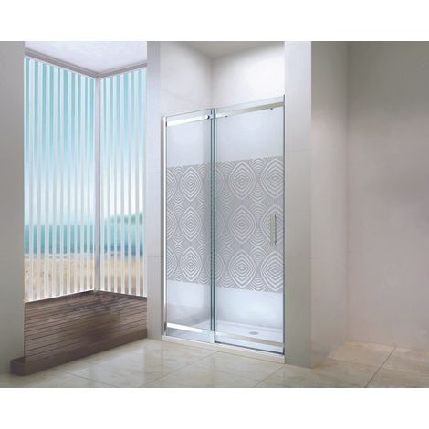 ONDEE - Mampara de baño UIMI, Mampara de baño corredera - Vidrio templado - acabado cromado - 120cm (1/4)