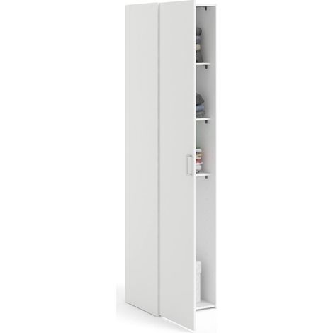 Dmora - Armadio multiuso 1 anta Khutulun, Mobile multifunzionale, Mobiletto scarpiera, Guardaroba porta scarpe, 42x39 h175 cm, Bianco