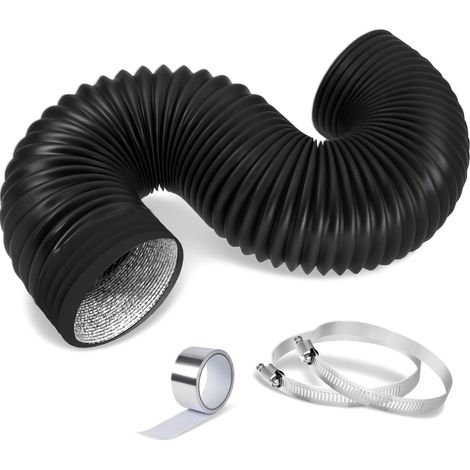 Tuyau d'Evacuation Flexible 100mmx3m Conduit d'Extraction Aluminium PVC Gaine de Ventilation avec 2 Colliers de Serrage Acier Inoxydable pour Climatisation Sèche-linge Noir (1/5)