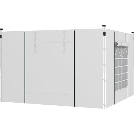 Set de 2 parois latérales avec fenêtre et porte en Oxford blanc pour pavillon 3x3/3x6 m (1/5)