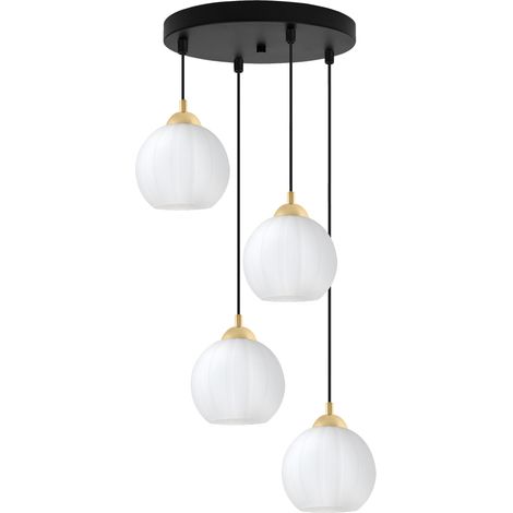Lampada a sospensione Costa nera e oro, 4 lampadine a sfera bianca, attacco E27 OW (1/5)