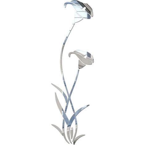 Autocollants muraux en forme de miroir en forme de fleur - 100 x 29 cm - Amovibles - En acrylique - Décoration de la maison (1/5)