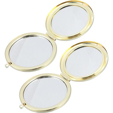 2pièces Miroir de Maquillage Double Face Miroir Portable Style Rétro pour Voyage et Retouches Style Aléatoire (1/5)