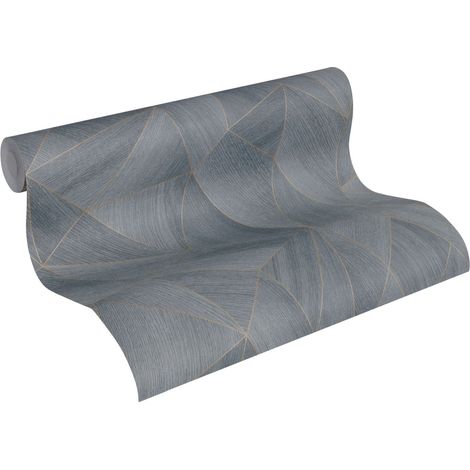 Papier peint géométrique gris et doré Tapisserie design graphique pour salon Papiers peints graphiques intissés pour bureau (1/5)