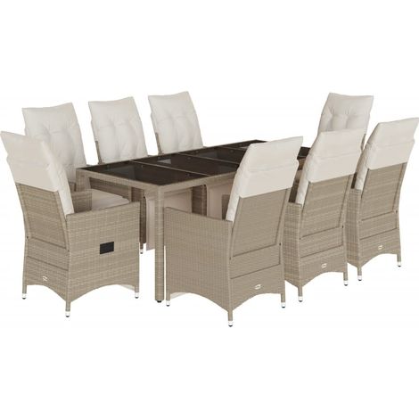 Maison Exclusive - 9-tlg. Garten-Bistro-Set mit Kissen Beige Poly (1/5)