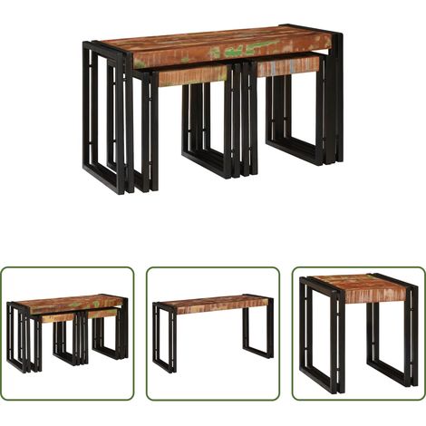 Industriestil - Nestingtisch 3 pcs Massives Recyclingholz und Metall (1/5)