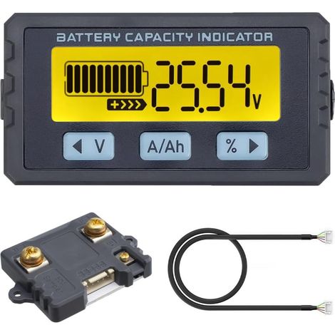Tester per batterie, misuratore di Coulomb, indicatore di capacità, rilevatore di batterie agli ioni di litio LiFePO4, coulometro, voltmetro, 8-120 V, 50 A (0-75 A)