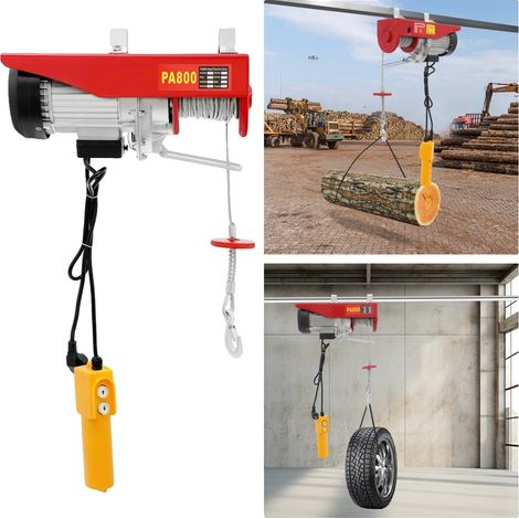 Verricello elettrico, capacità 800 kg, struttura resistente, colore rosso (1/5)