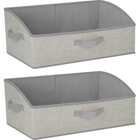 Lot de 2 Boîte de Rangement, Tissu Polyester, 28L, Poignées Renforcées, Pliable, Pour Armoire (1/5)