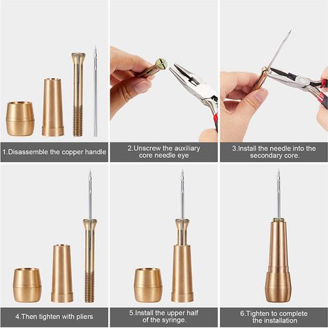 ensemble d'outils de couture pour la réparation de chaussures, comprenant une aiguille, un poinçon, pour le travail du cuir et la réparation de bottes.