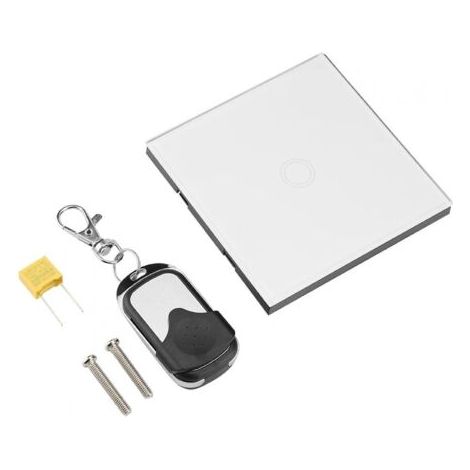 DEESSE SHOP-Interrupteur tactile unipolaire, interrupteur tactile intelligent avec télécommande sans fil, panneau en verre pour bureau à domicile(blanc) (1/5)