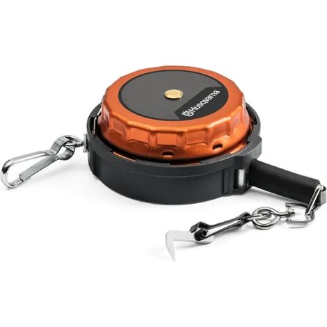 Husqvarna – Mètre déroulant en acier 15 m – Gradué des deux côtés – Crochet en bois – Verrou de sécurité – Pour mesures précises