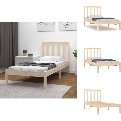 Cadre de lit sans matelas 75x190 cm bois de pin massif - Cadre De Lit - Lit Simple - Bois De Pin - Meuble Chambre - Literie (1/5)