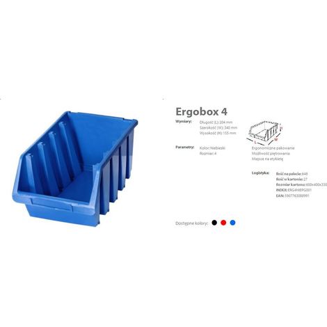 3 x Cajas Ergo Bandeja a BEC Tamaño 4, Ideal para Almacenaje en Taller, 330 x 204 x 155 mm, Color Azul, Perfecta para Tornillos y Clavos, Alta Capacidad y Durabilidad (1/2)