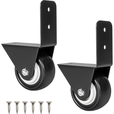 2 Stück Roulettes Fixes 40 mm, Roulette en Meubles, Roulettes Noires avec Plaque Métallique en Forme de L, Roulette pour Table Basse, Armoire, étagère (1/5)