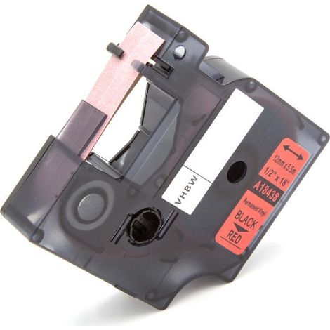 vhbw Label Tape compatible with Tyco T107M Label Printer 5.5m x 12 mm, Black on Red, Vinyl