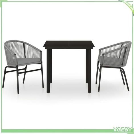 Ensemble à manger de jardin - FAFEICY - 3099233 - Gris - Acier enduit de poudre - Coussins amovibles (1/5)