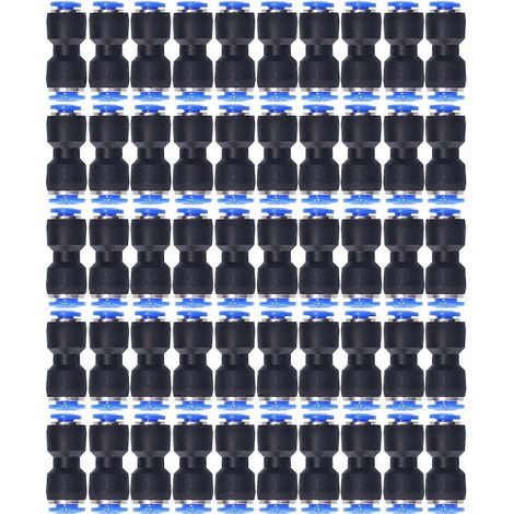 50 raccords réducteurs pneumatiques, raccords droits pour tuyaux d'air PG6-4