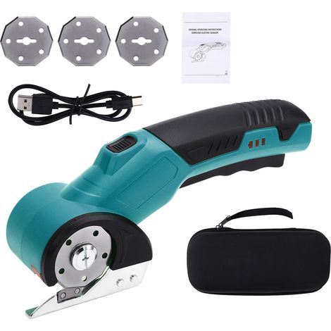 Ciseaux électriques sans fil rechargeables 3,6 V pour boîtes en carton, découpe de tissu, avec lame de rechange, verrouillage de sécurité, lumière LED pour cuir, tapis, plastique, découpe, couture, pr (1/5)