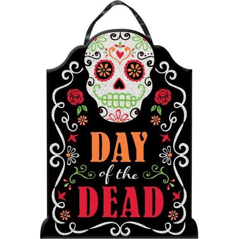 Panneau Jour des Morts à suspendre Halloween 40,6 cm x 30,4 cm