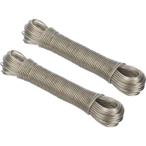 Corde à Linge en Plastique Enduit, Lot de 2, 1/8 Pouce x 66 Pieds, Fil en Acier Extra résistant pour sécher Le Linge, Suspendre à l'extérieur, Transparent (1/5)