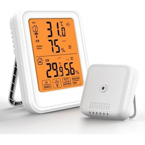 Wireless Digital Hygrometer, Indoor/Outdoor Thermometer for Temperature and Humidity with Touchscreen and Backlight (1/4)