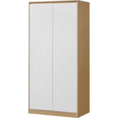 Armario de dormitorio Armario moderno y atemporal con 4 estantes de MDF 176 x 80 x 52 cm efecto roble blanco 030006364