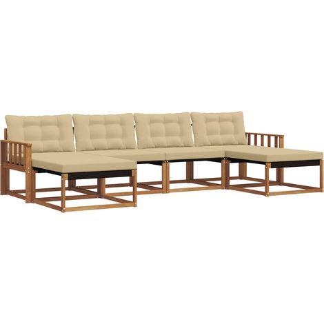 Ensemble de canapés d'extérieur 6 pcs Salon de jardin Naturel et Beige (1/5)