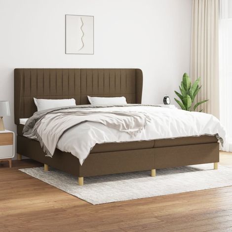 Lit double pour adulte Moderne - Lit à sommier tapissier avec matelas Marron foncé 200x200 cm BV521250 - BonneVie (1/5)