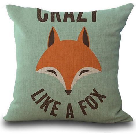 Housses de coussin (45 cmx45 cm/18 x 18 Animal Série enfants Dessin animé peint à la main Renard Motif mignon Renard Gris beige Coton coussin en lin pour canapé (1/5)