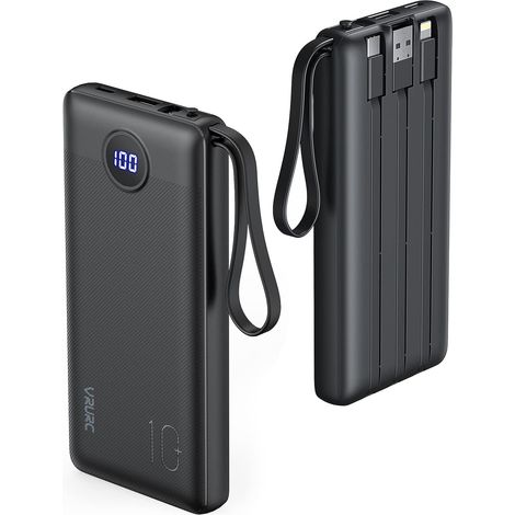 Power Bank, Batterie Externe 10000mAh avec 4 câbles intégrés (1/5)