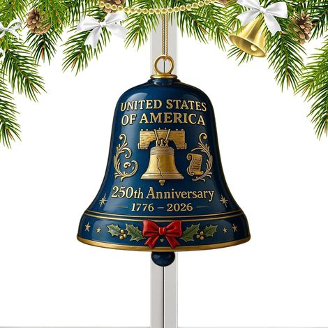 Décoration 2D Acrylique en forme de cloche pour sapin de Noël – Ornement Cloche du 250e anniversaire des États-Unis (1/5)