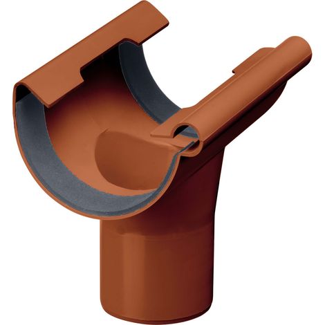 INEFA Ablaufstutzen halbrund, PVC Einhangstutzen Dachrinnenzubehör, einfache Steckmontage, Made in Germany - NW 125/DN 75 Braun