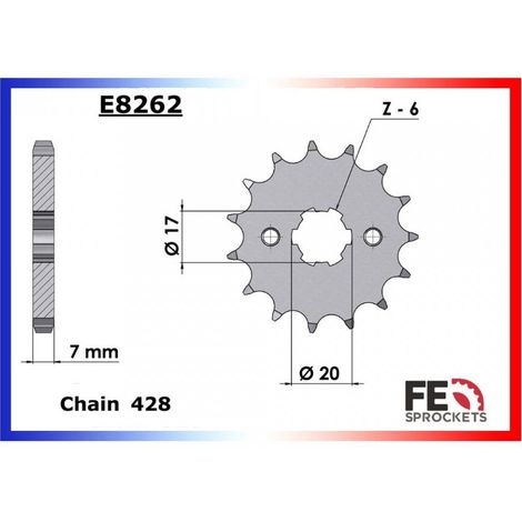 Ritzel für Motorrad Honda 125 xlr 1998 bis 2002 fe8262.14 / 14