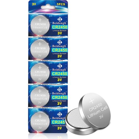 CR2450 Pile Bouton au Lithium 3V CR 2450 Pack de 5 (CR2450-5p) (1/5)