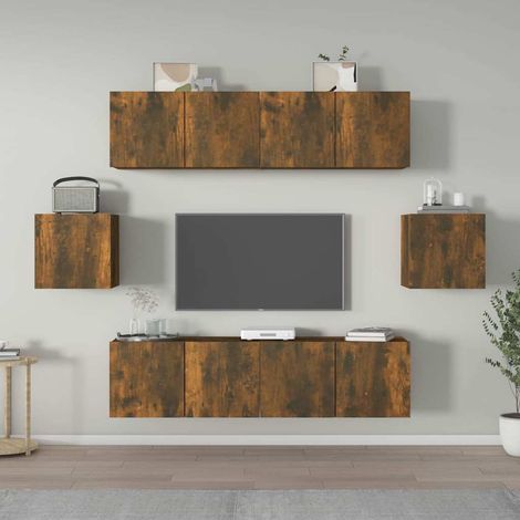 Ensemble de meubles TV 6 pcs pour Salon - Banc TV Chêne fumé Bois d'ingénierie BV171993 - BonneVie (1/5)