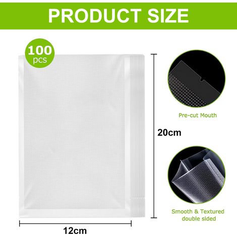 Sac Sous Vide - Sac Embossé Pour Scelleuse Sous Vide - Compatible Tous Systèmes À Pince - 100 Pièces (1/5)