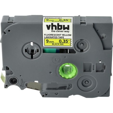 vhbw Label Tape compatible with Brother PT 2100VP, 2400, 220, 2030VP, 210E, 200-Series Label Printer 8m x 9 mm, Black on Neon-Yellow (1/4)