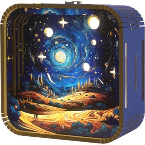 Lumières D'Ambiance Stéréo en Bois à Faire Soi-Même, Tactiles à la Main, Cadeaux de Saison de Remise des Diplômes, Veilleuse, Cadeaux, B (1/5)