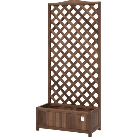 Rankgitter-Pflanzkasten 76x36x170cm, vorgeöltes dunkelbraunes Tannenholz