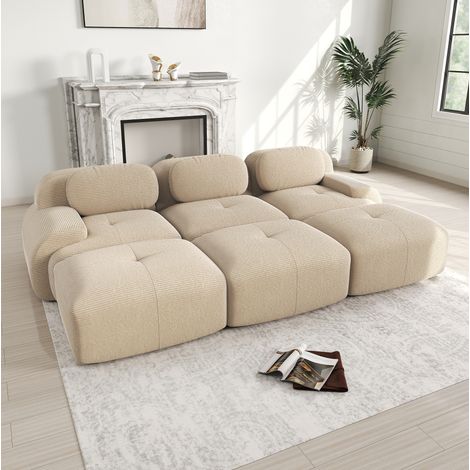 canapé salon modulable cord beige sans montage OKMYHOME (1/5)