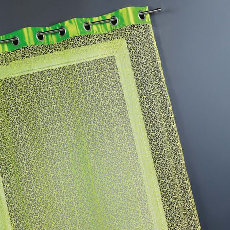 Voilage filet avec parement taffetas Vert clair 140x240 cm