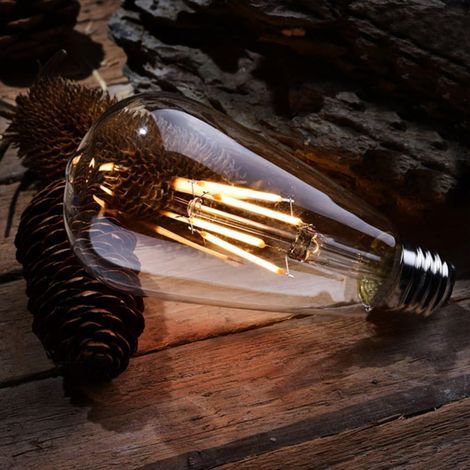 Lot de 4, 6 w ST64 Ampoule LED, E27 Vintage Edison Lampe à Filament LED, Remplace 60 w Incandescente, 2700 k Blanc Chaud, 600 lm, Non Dimmable, en Verre (1/5)