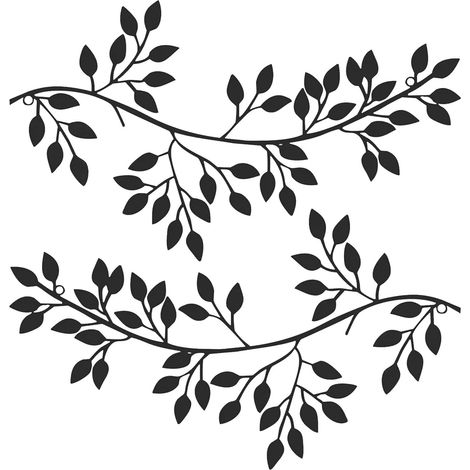 Décoration Murale En Métal - Branche D'olivier Et Feuilles - 30 x 16 cm - Pour Salle De Séjour Cuisine Couloir - Lot De 2 (1/5)