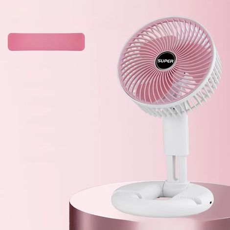 (Rose) Ventilateur de bureau rétractable, chargement USB, pliable et portable, mini-circulateur d'air silencieux. (1/5)