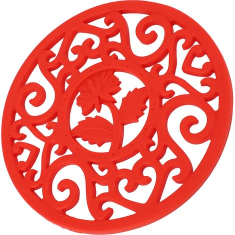 Set de table en silicone rouge, protège-plat résistant à la chaleur pour casseroles, poêles et théières, antidérapant, moderne, cuisine, 2 pièces (1/5)